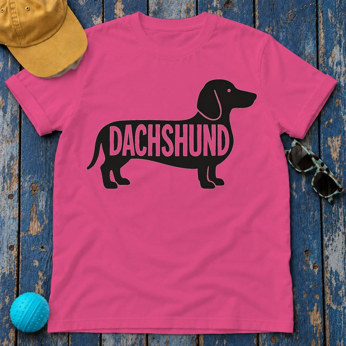 The Dachshund Icon Graphic T-Shirt in Heliconia