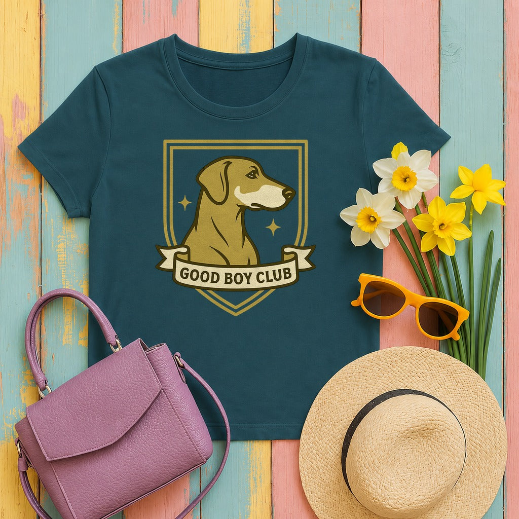 Doberman Good Boy Club Tee in Heather Deep Teal