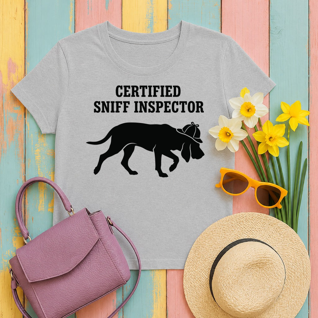 Certified Sniff Inspector Bloodhound T-Shirt in Sport Grey
