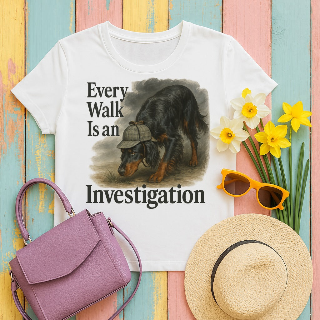 w4hero the-canine-investigator-gordon-setter-t-shirt tee flat lay hero v8