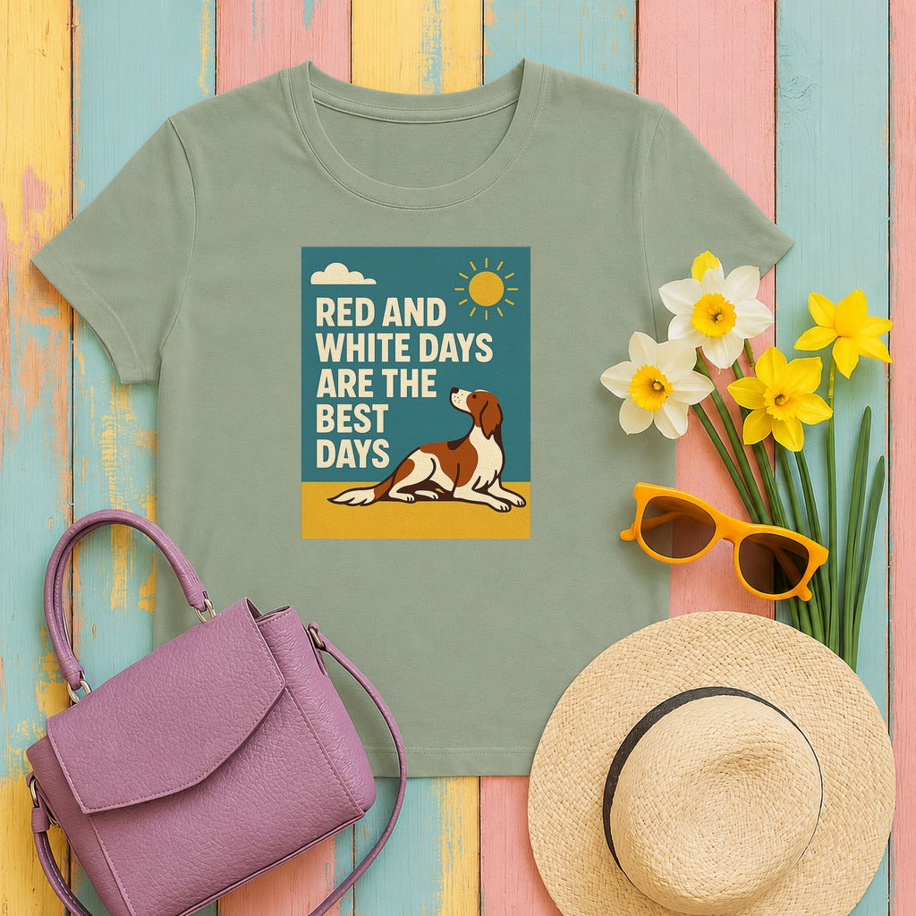 Irish Red and White Setter Days Are the Best Days Tee in Sage