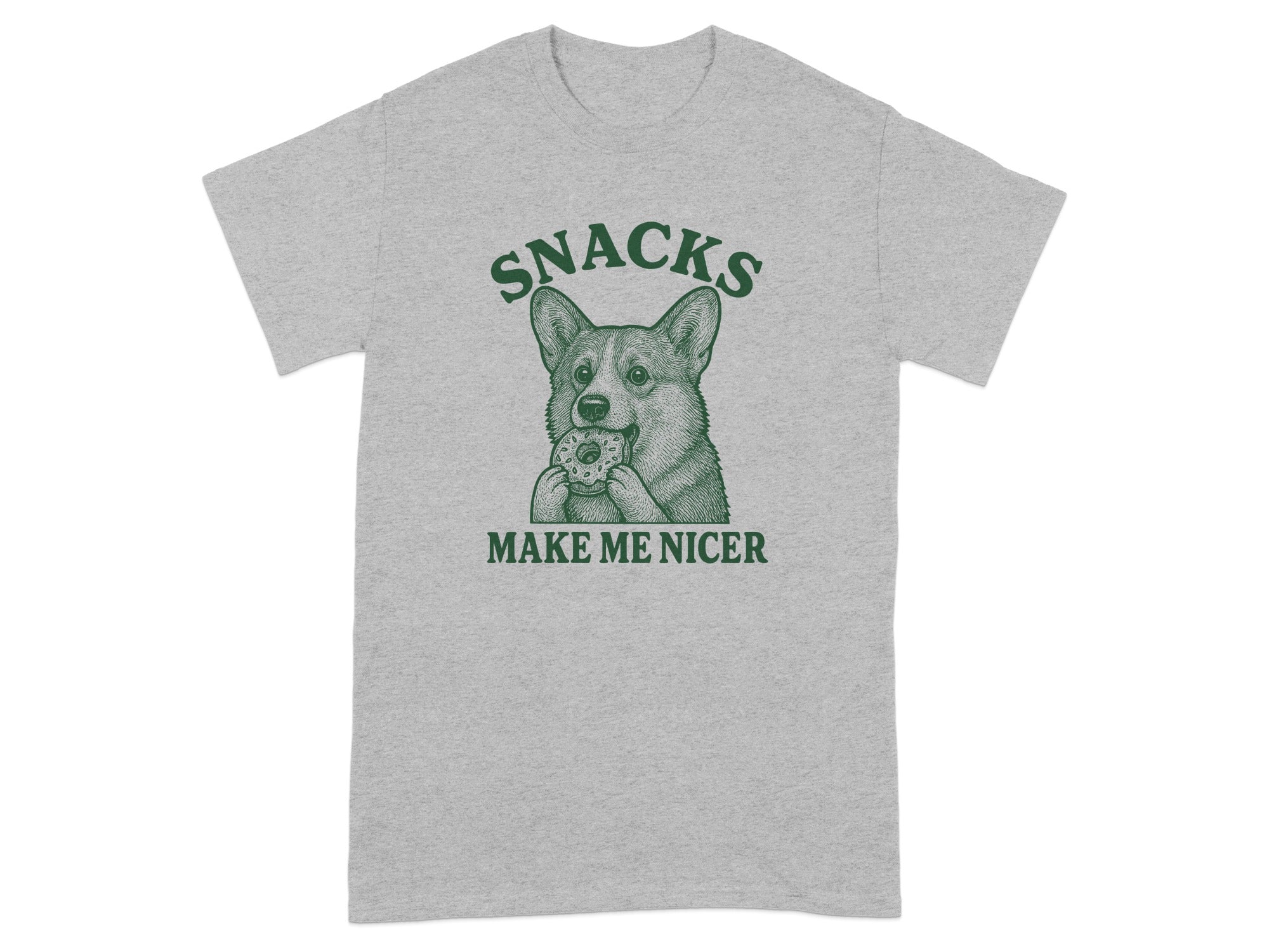 Snacks Make Me Nicer Corgi Graphic T-Shirt