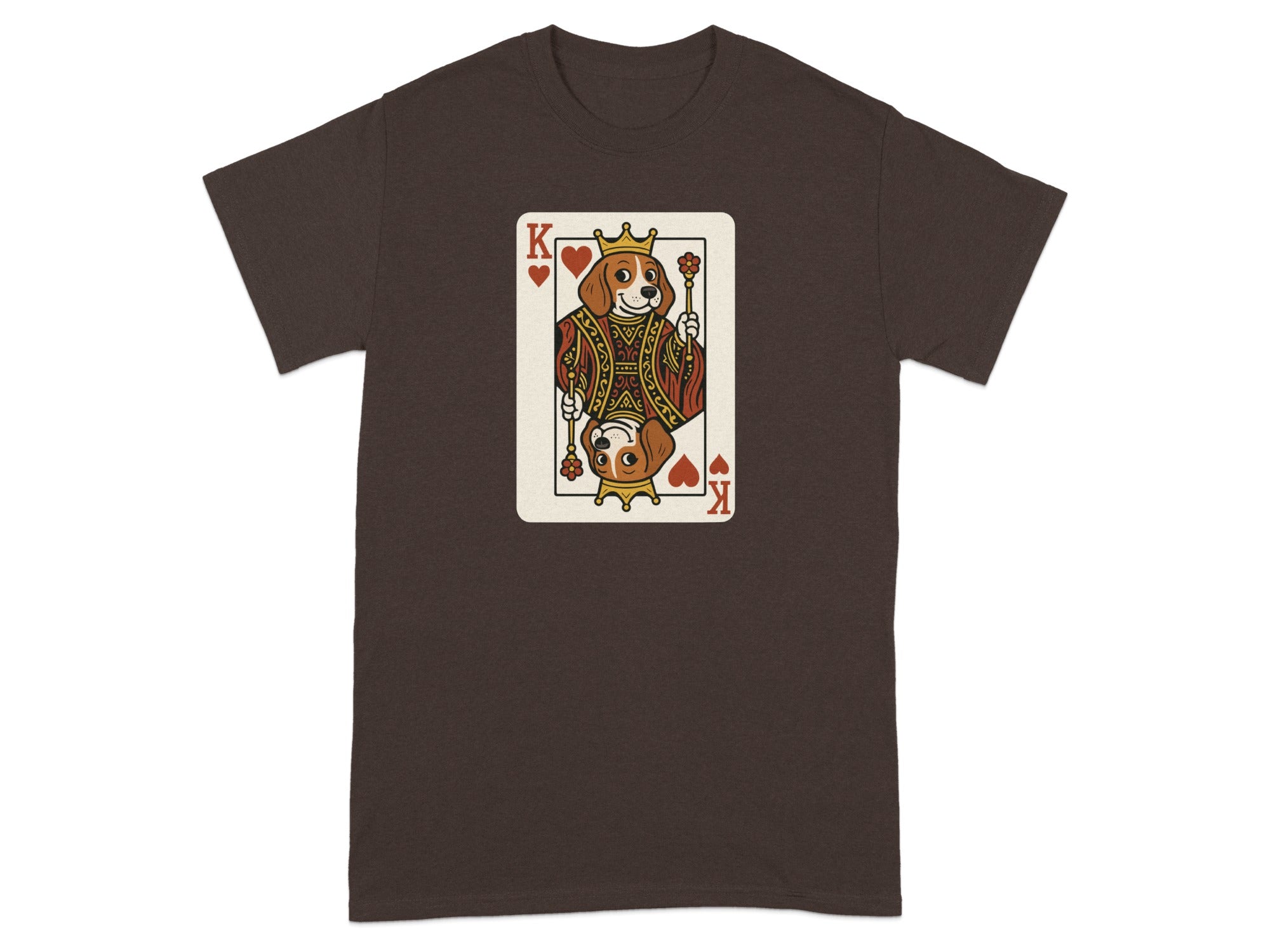 King of Hearts Dog Playing Card Graphic T-Shirt