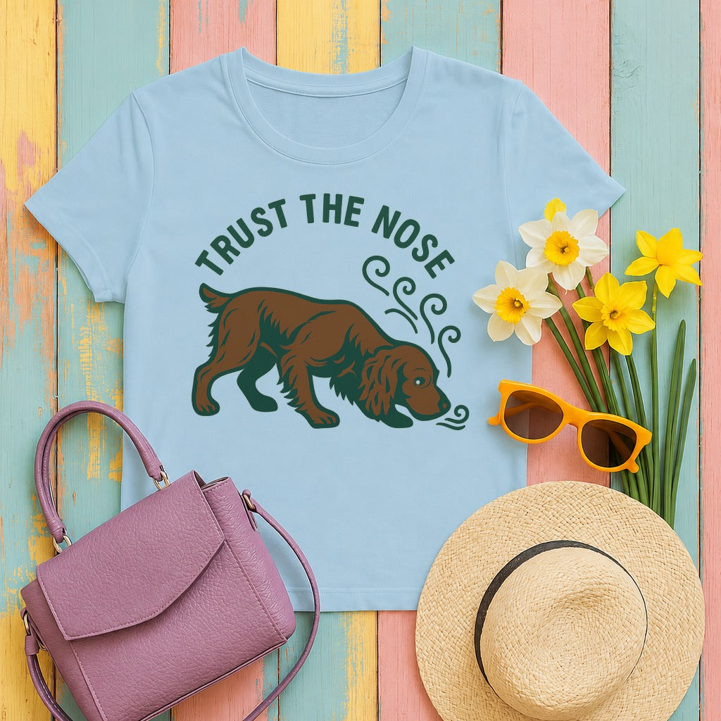 Boykin Spaniel Trust the Nose T-shirt in Light Blue