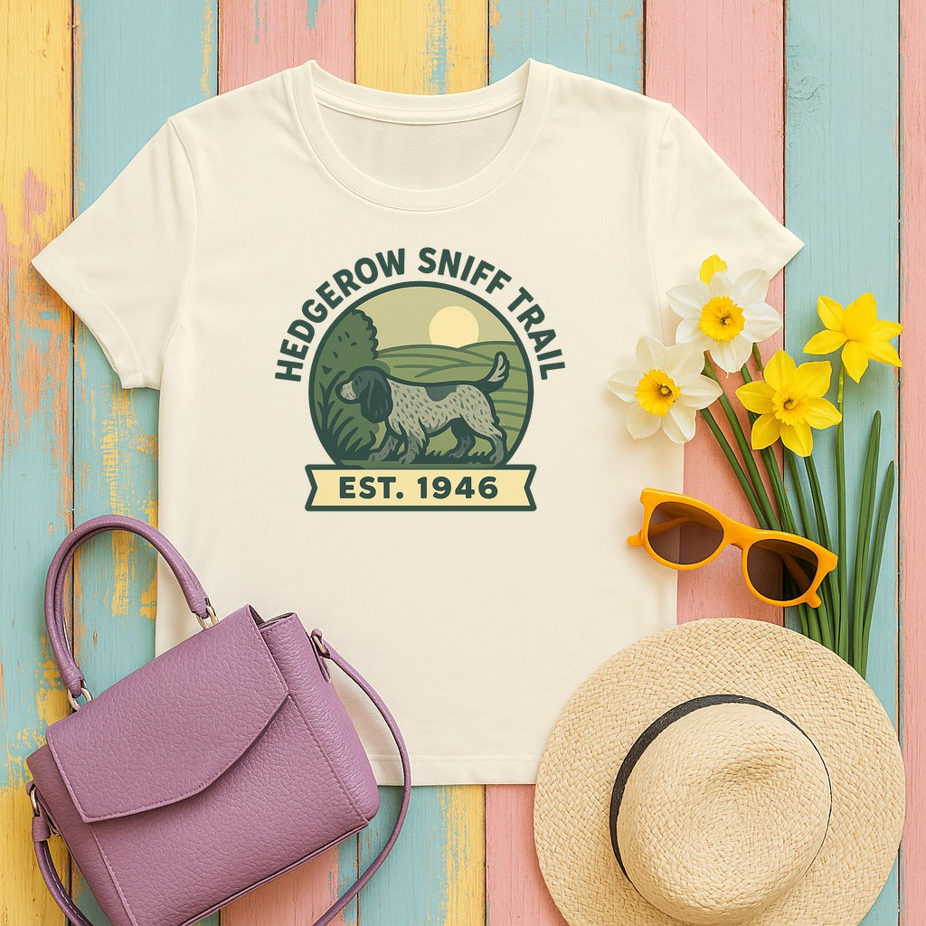 English Cocker Hedgerow Sniff Trail Tee in Natural