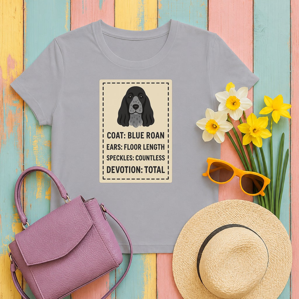 english cocker spaniel roan-label tee flat lay hero