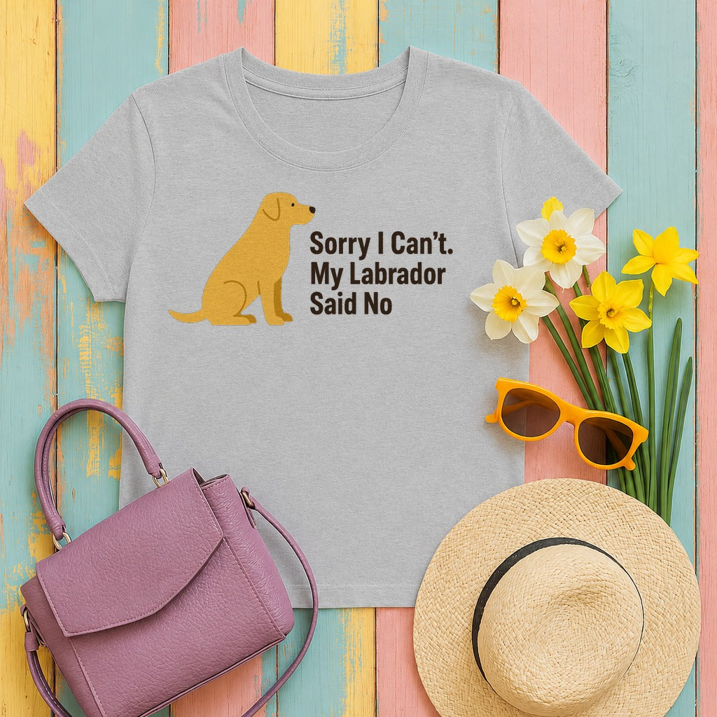 Sorry I Cant Yellow Labrador T-Shirt in Sport Grey