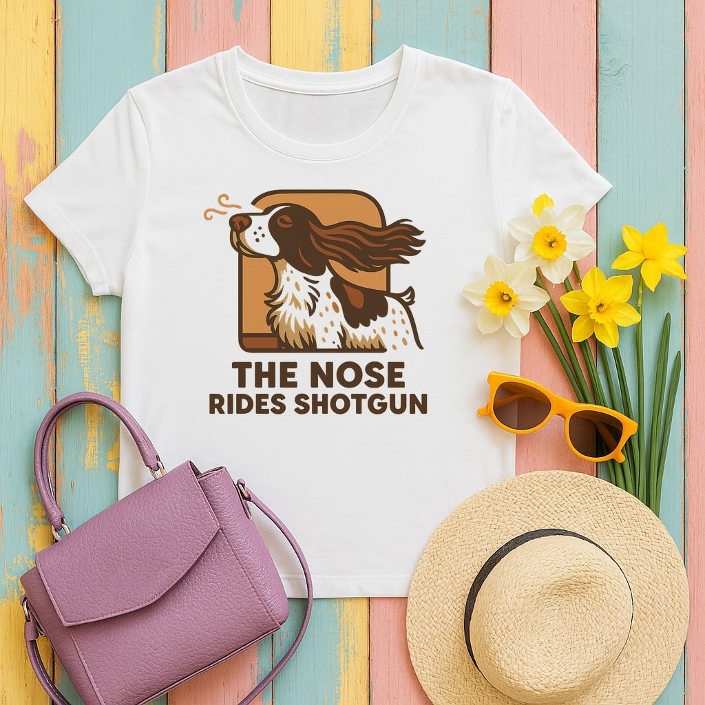 Springer Nose Rides Shotgun Tee in White