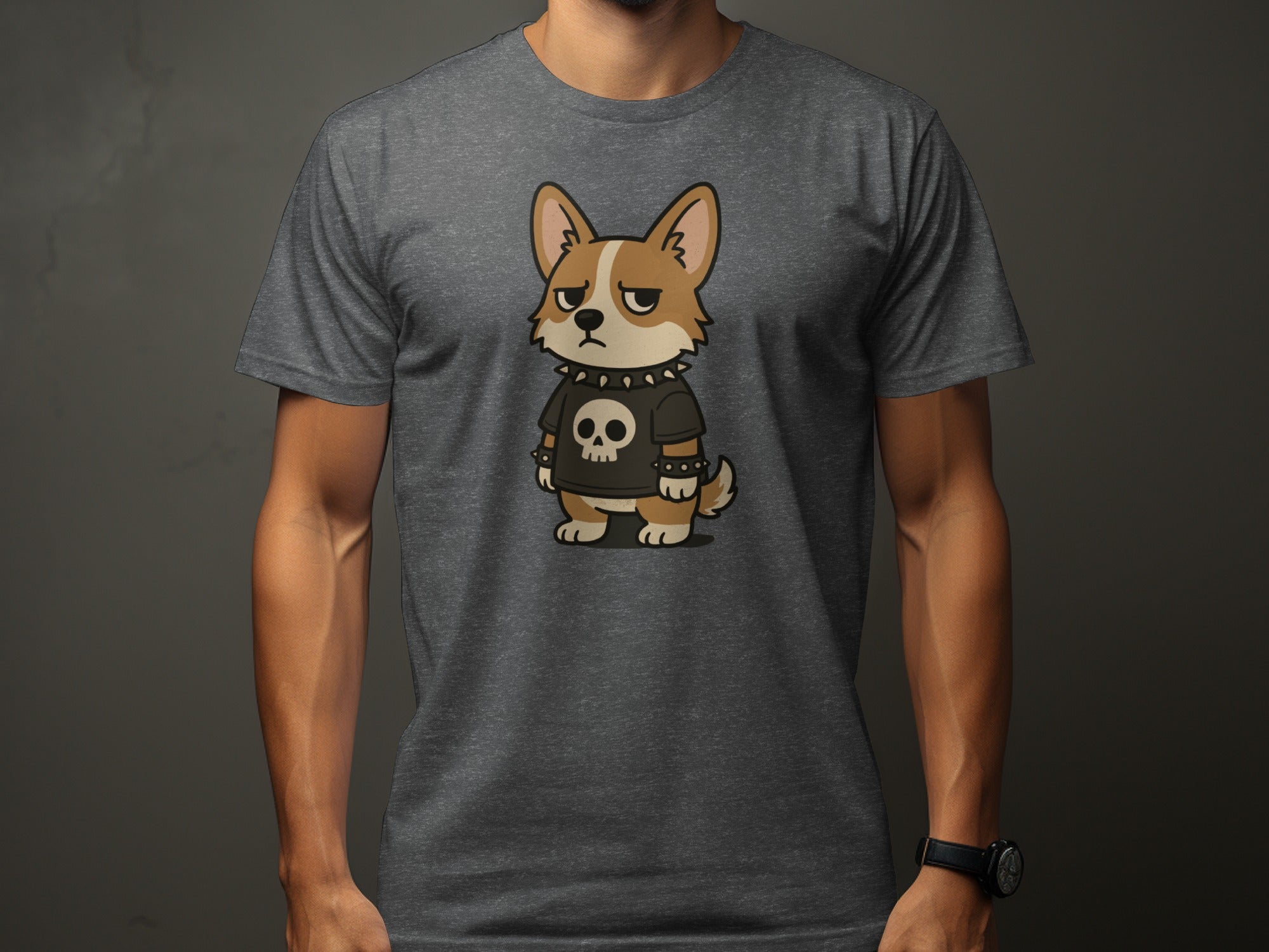 Grumpy Dog Wearing Skull Shirt Graphic Tee product