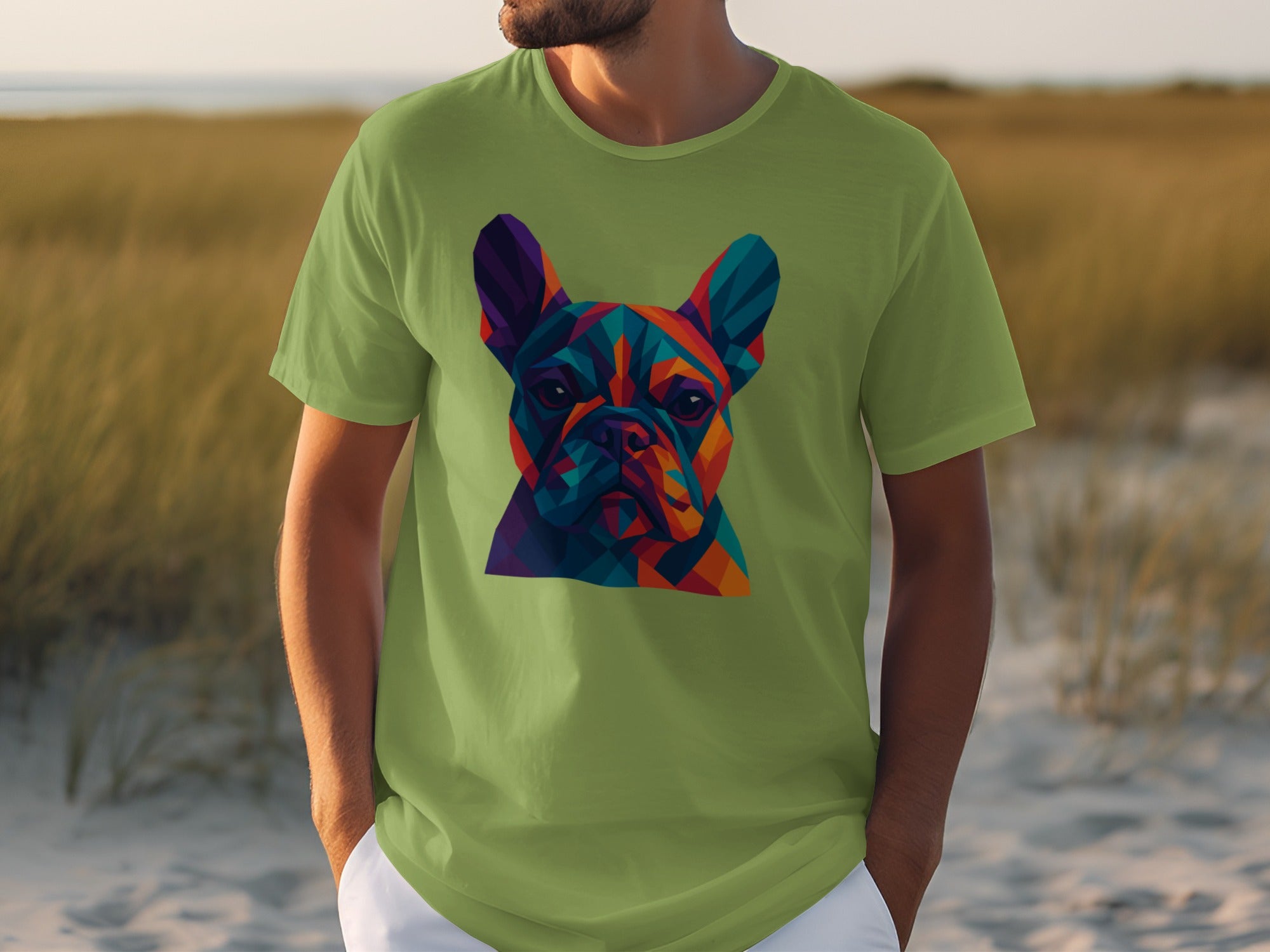 Colorful Geometric French Bulldog Design T-shirt