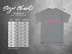 Gildan 5000 Heavy Cotton T-Shirt size chart showing width and length in inches.