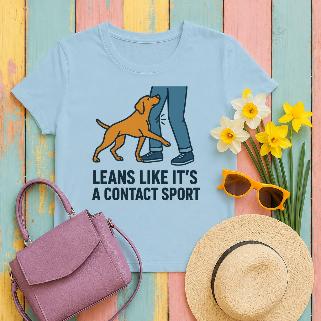 Vizsla Leans Like It's a Contact Sport Tee in Light Blue