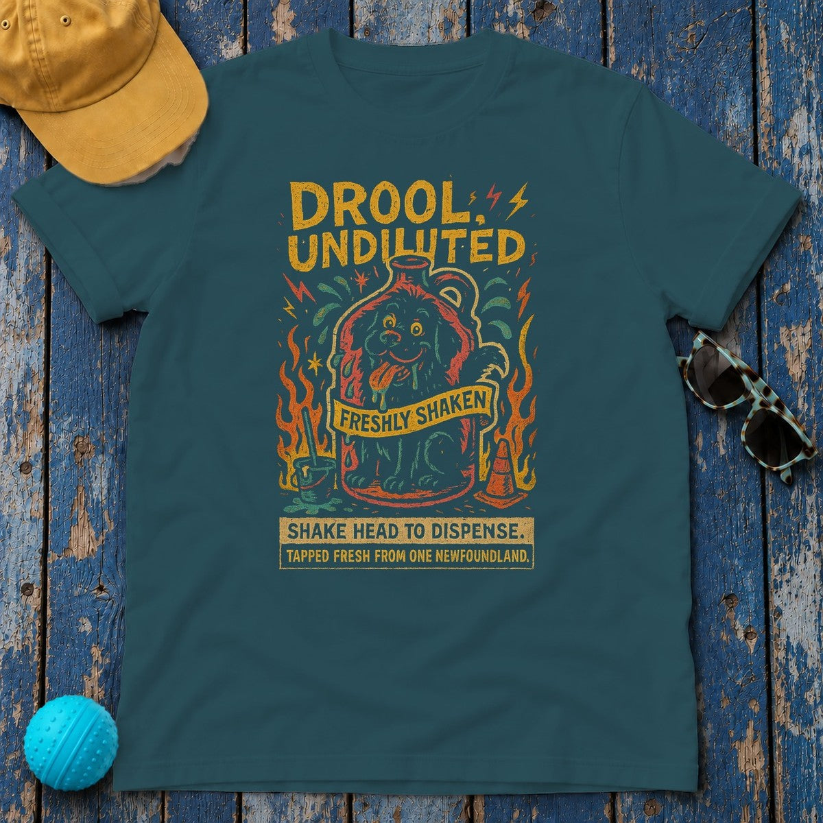Newfoundland Drool Undiluted T-Shirt in Heather Deep Teal