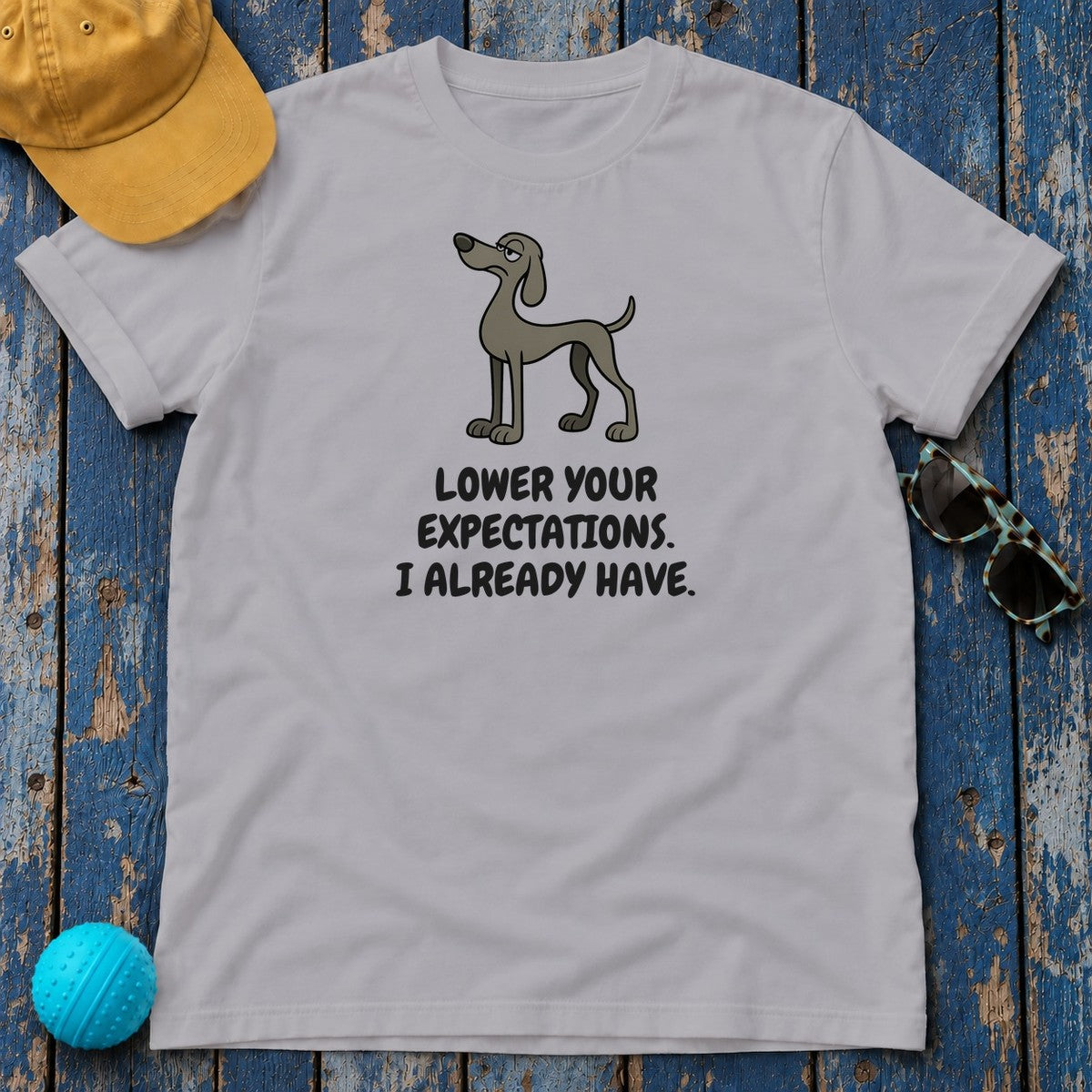 Weimaraner Lower Your Expectations Tee in Athletic Heather