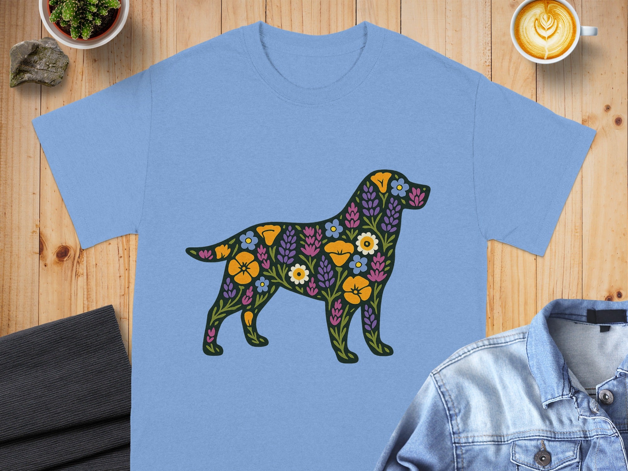 Floral Pattern Dog Design T-shirt product