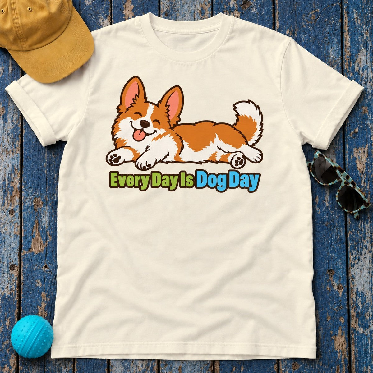 Every Day Is Dog Day Corgi T-Shirt — Natural