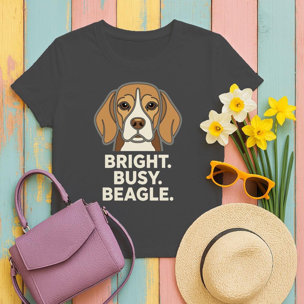Bright. Busy. Beagle. Statement T-Shirt in Dark Heather