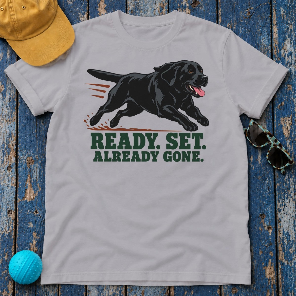Ready Set Already Gone Black Lab T-Shirt in Athletic Heather