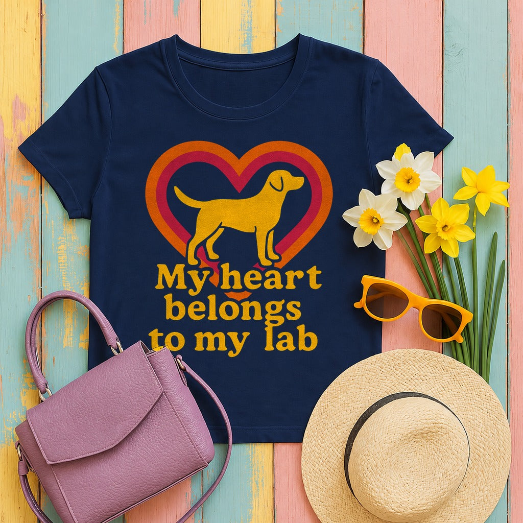 My Heart Belongs To My Lab T-Shirt in Navy
