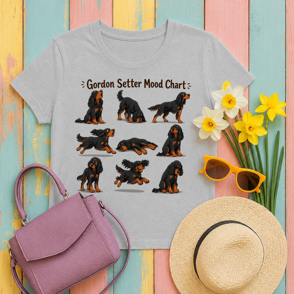Gordon Setter Mood Chart T-Shirt in Sport Grey