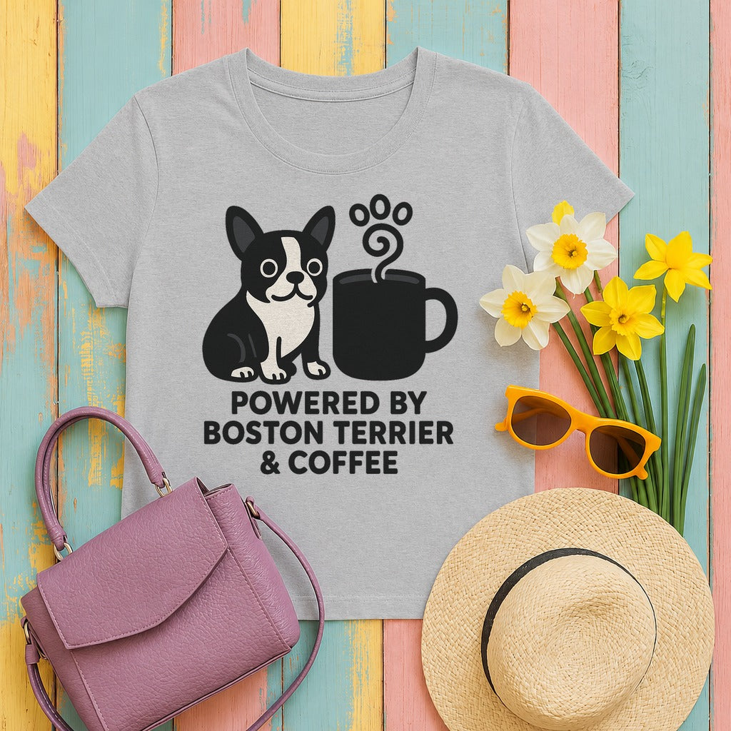 Boston Terrier & Coffee Mojo T-Shirt in Sport Grey