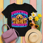 migbackfill forever-hungry-golden-retriever-graphic-t-shirt tee flat lay hero v8