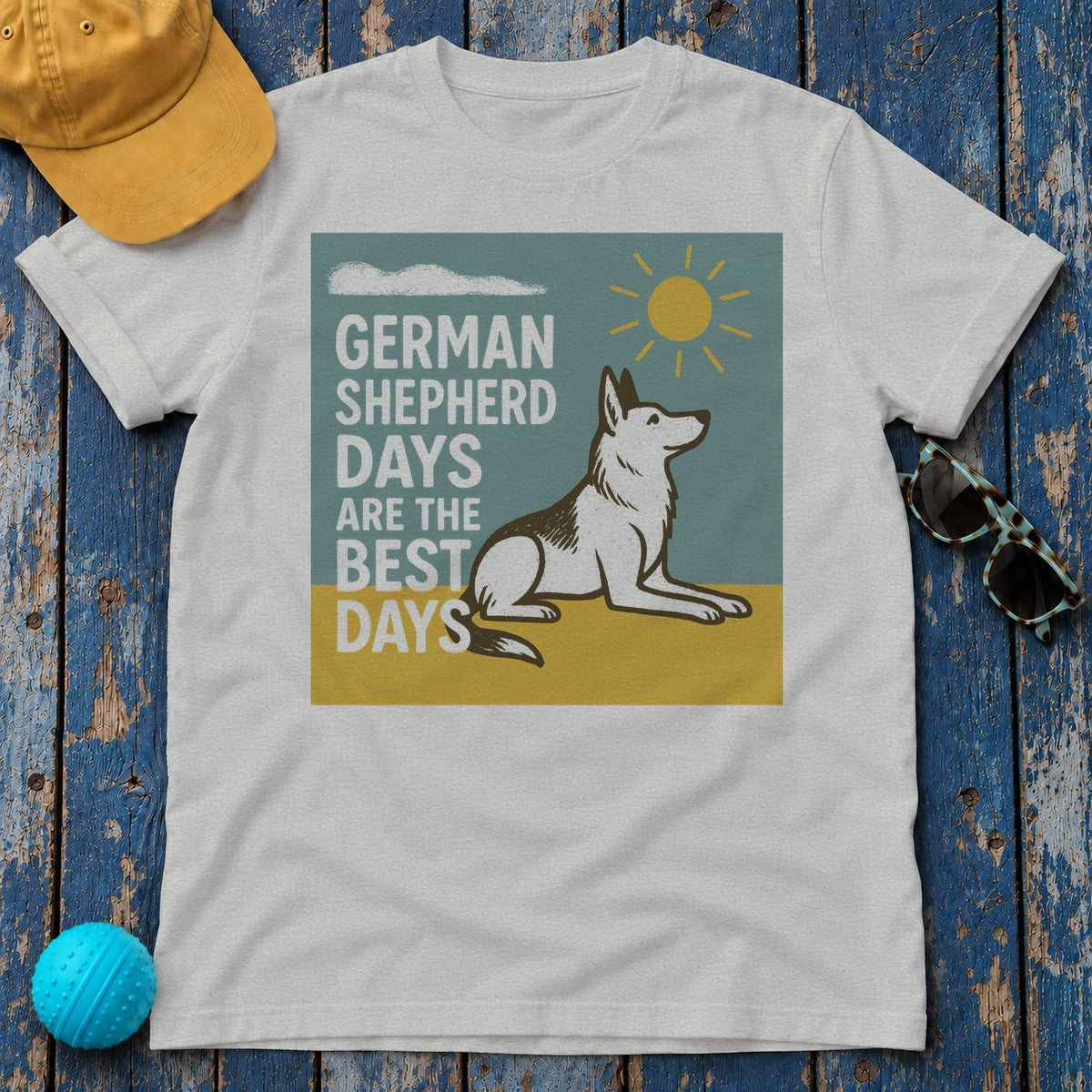 German Shepherd Days Premium Graphic T-Shirt in Sport Grey