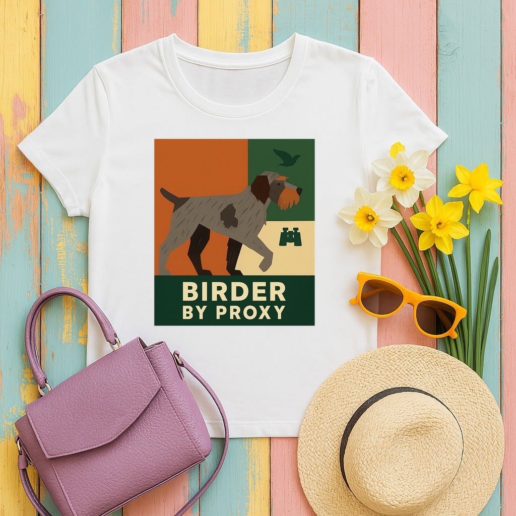 Wirehaired Pointing Griffon Birder by Proxy T-shirt in White