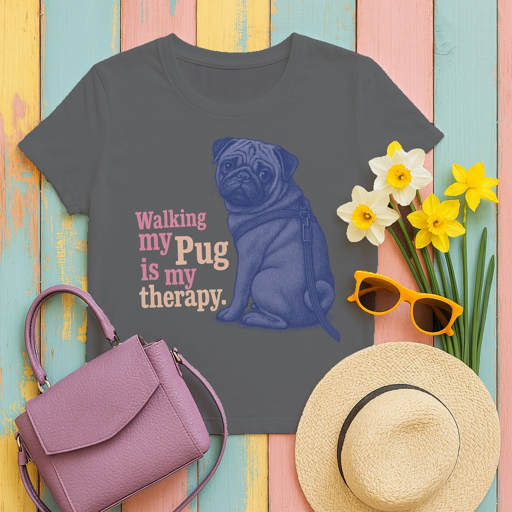 Therapy Pug T-Shirt in Graphite Heather