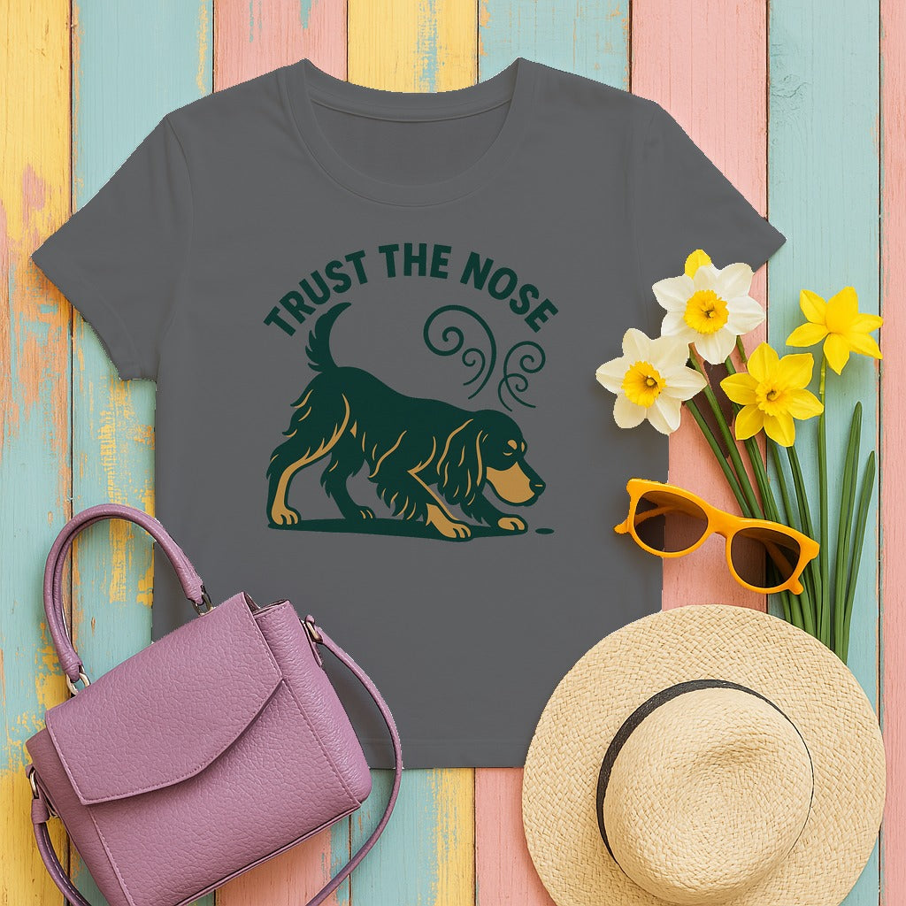 Trust the Nose Gordon Setter T-Shirt in Graphite Heather
