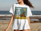 White t-shirt with brown lab dog graphic and text: LAB DAYS ARE THE BEST DAYS.
