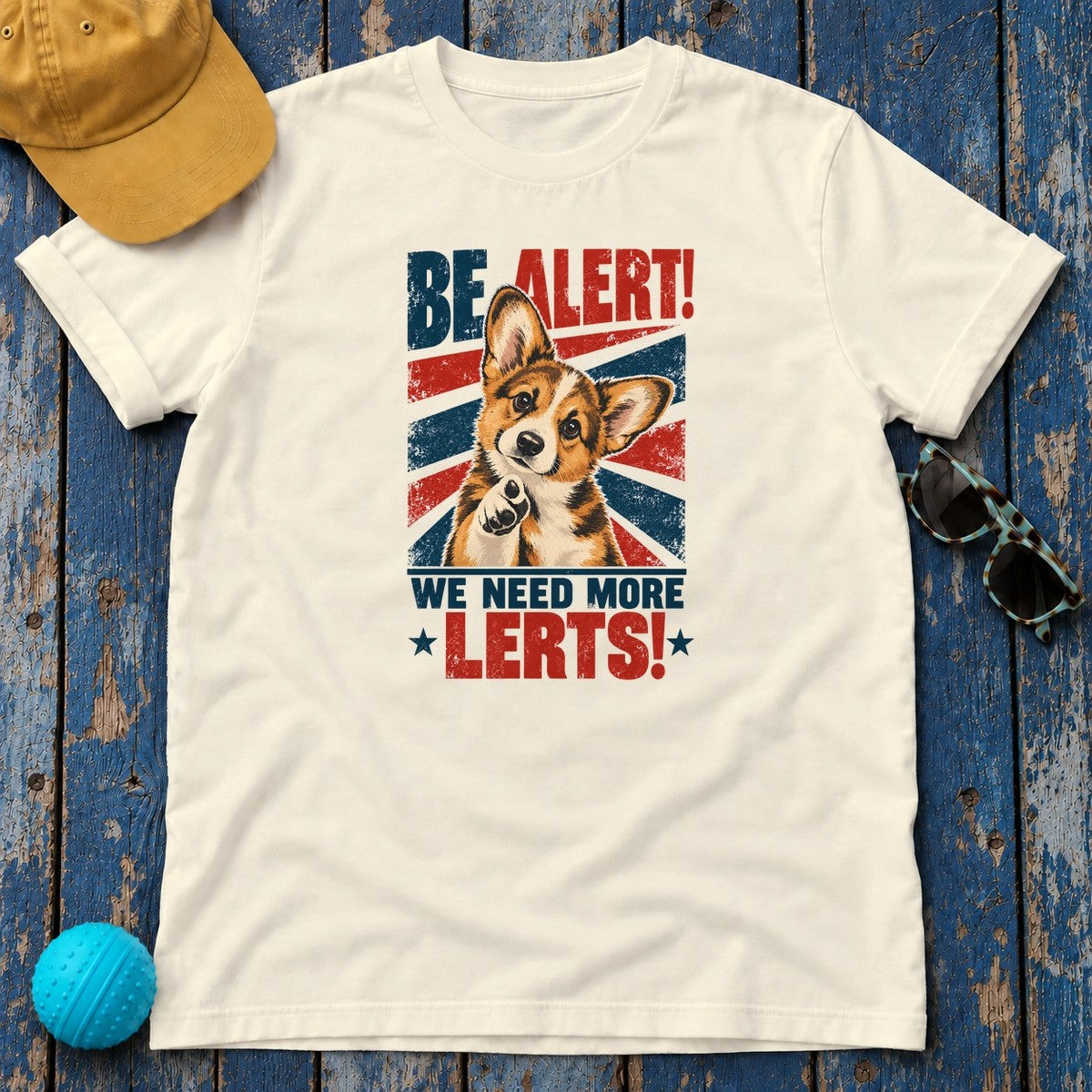 Corgi Be Alert We Need More Lerts Tee in Natural