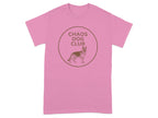 Pink t-shirt with "Chaos Dog Club" text and a German Shepherd graphic.