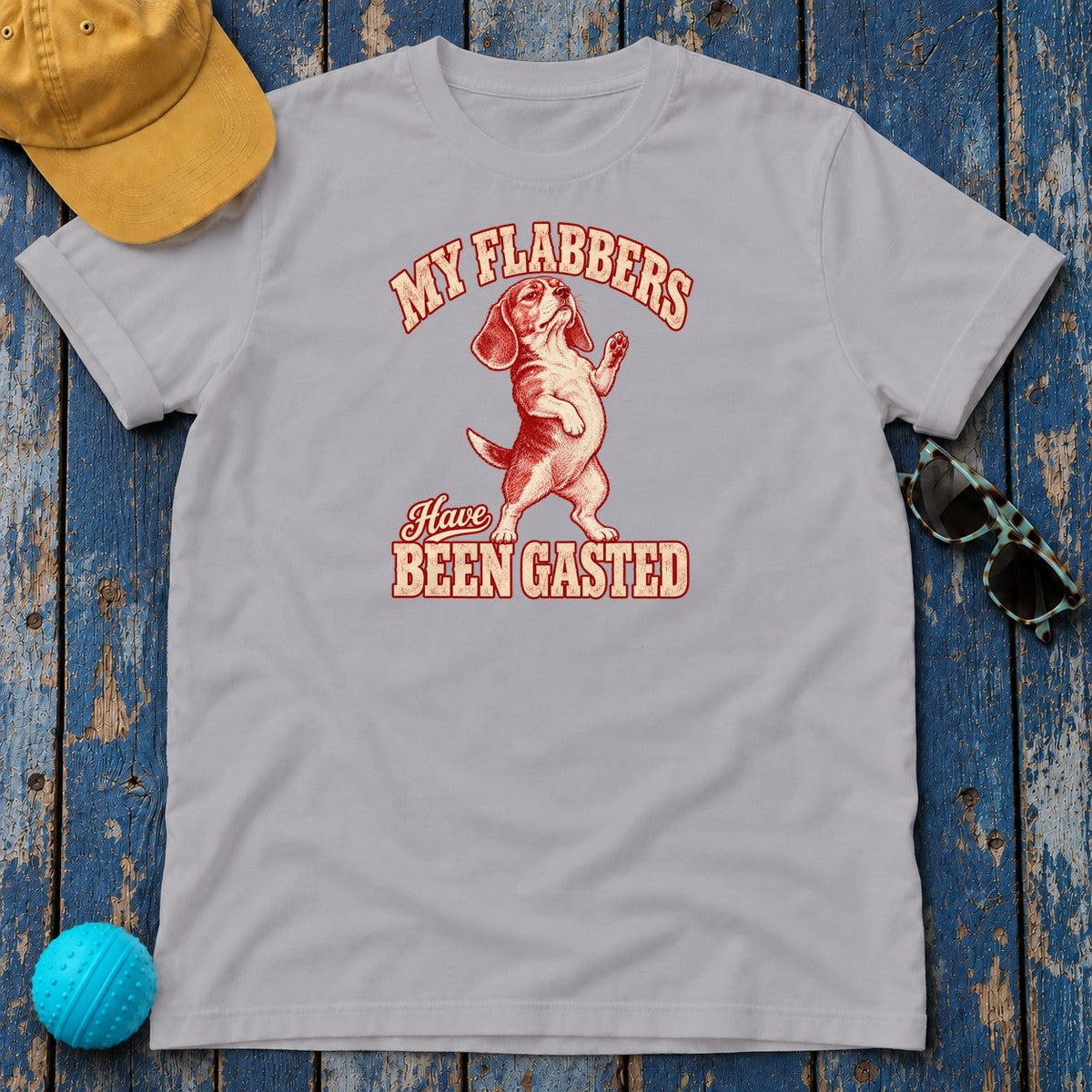 My Flabbers Have Been Gasted Beagle T-Shirt in Athletic Heather - flat lay