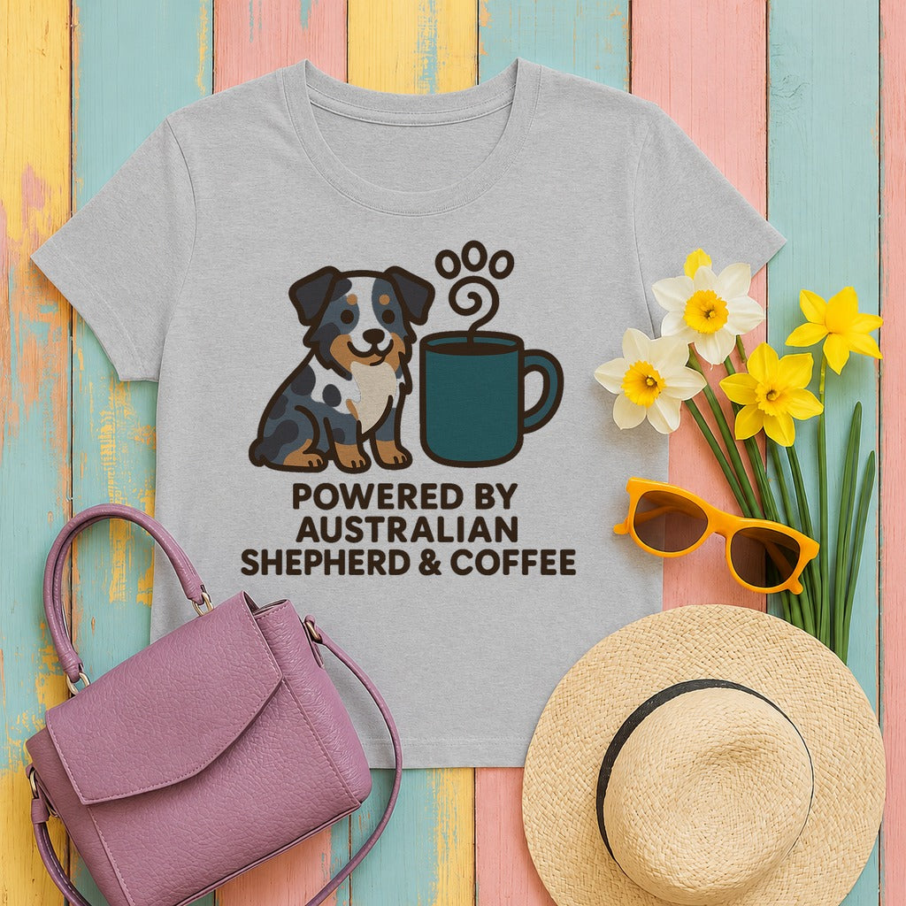 Powered By Aussie & Coffee T-Shirt in Sport Grey