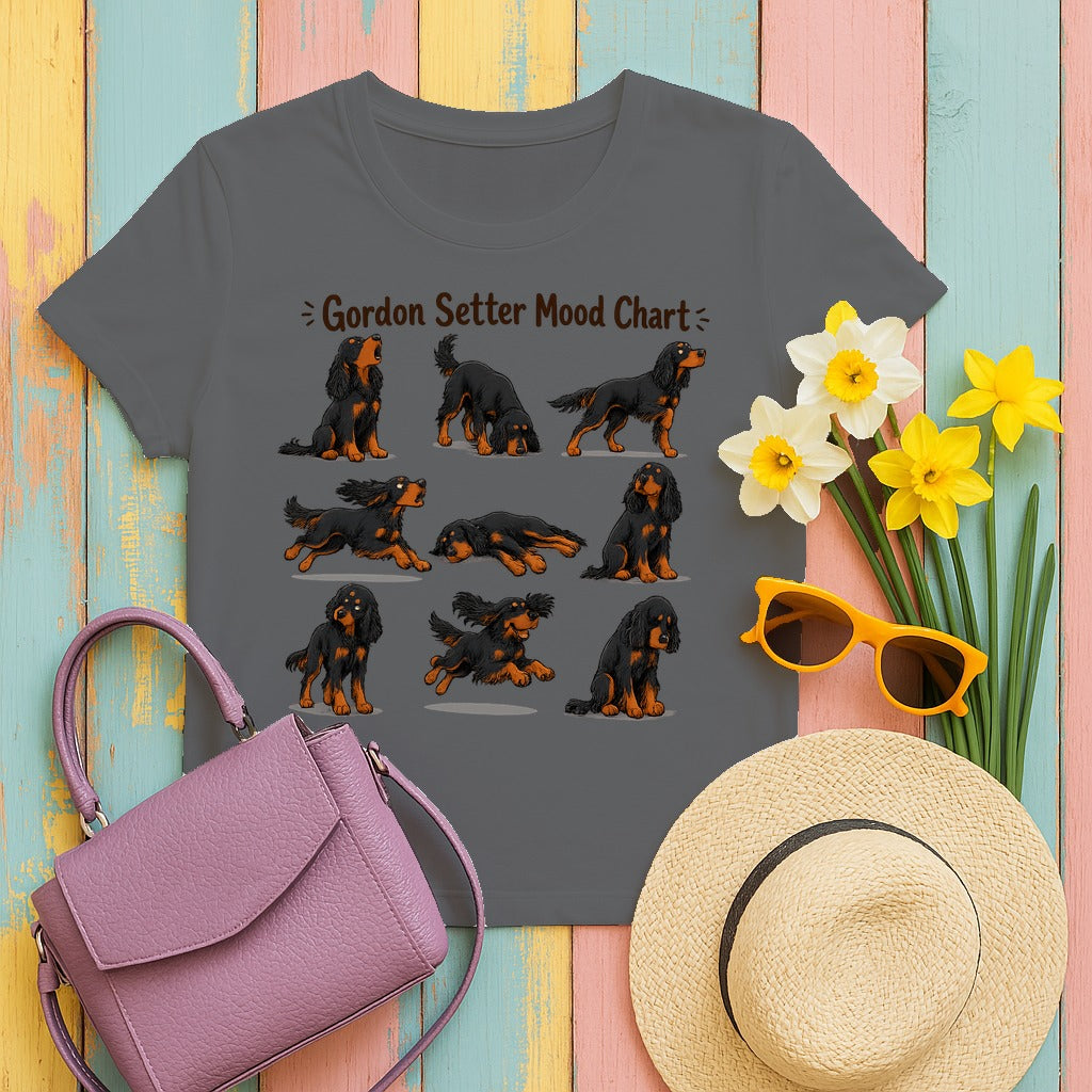 Gordon Setter Mood Chart T-Shirt in Graphite Heather