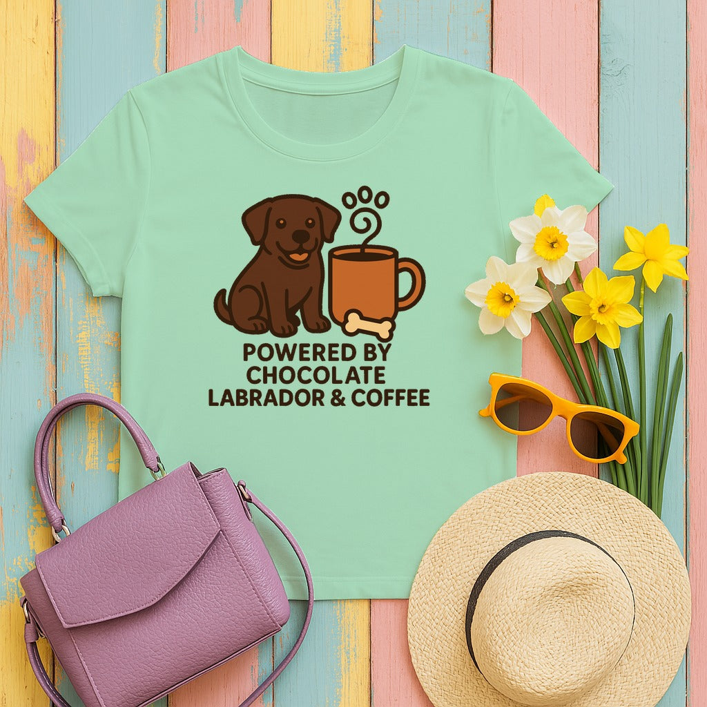 Chocolate Lab & Coffee Power T-shirt in Mint Green