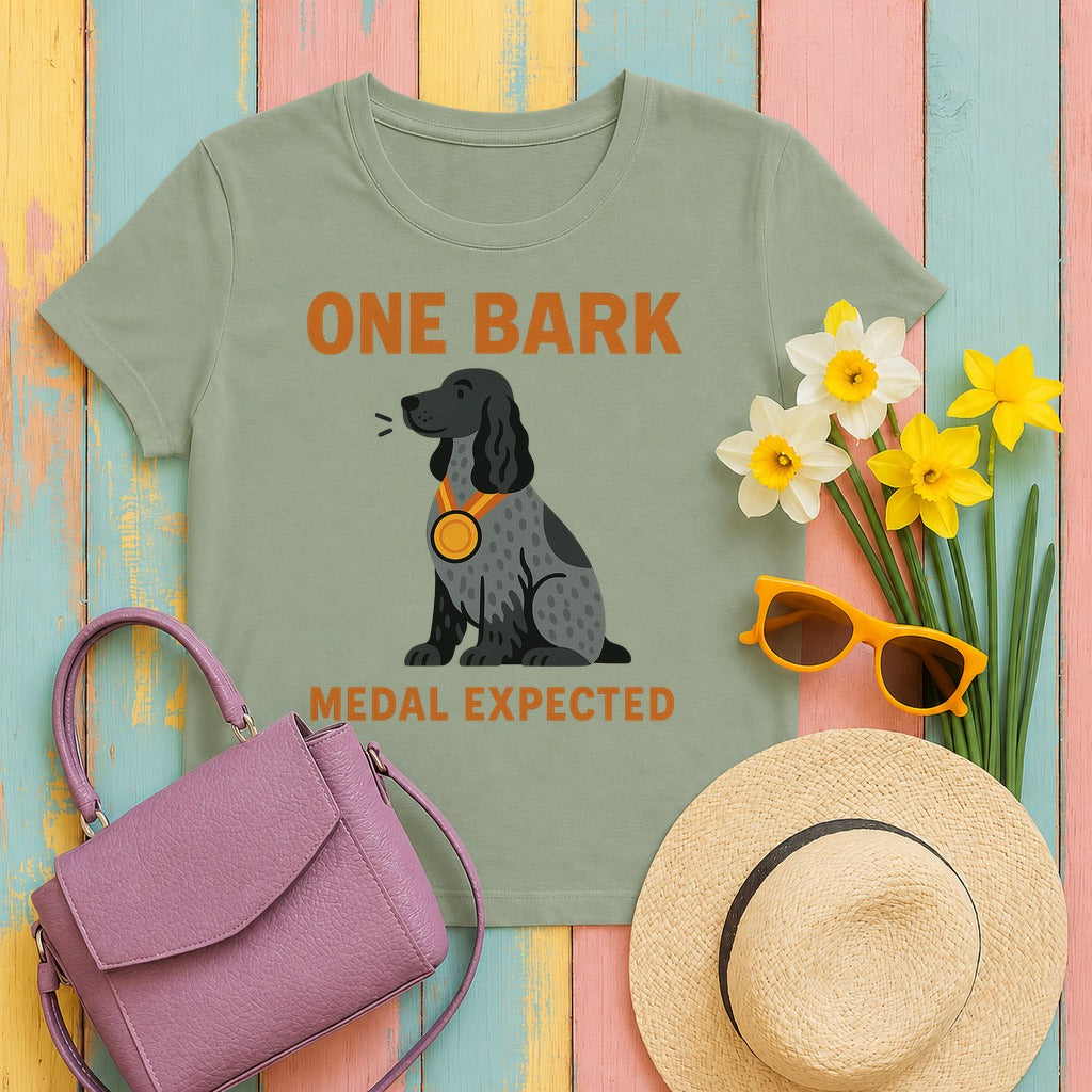 English Cocker One Bark Tee in Sage