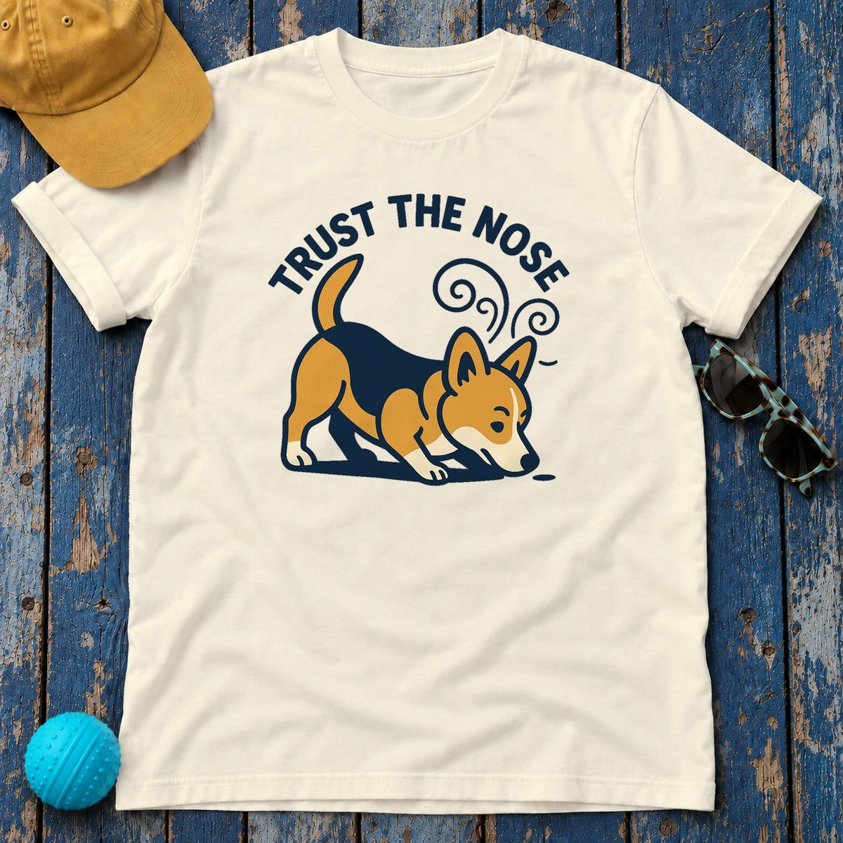 Trust the Nose Corgi Explorer T-Shirt in Natural