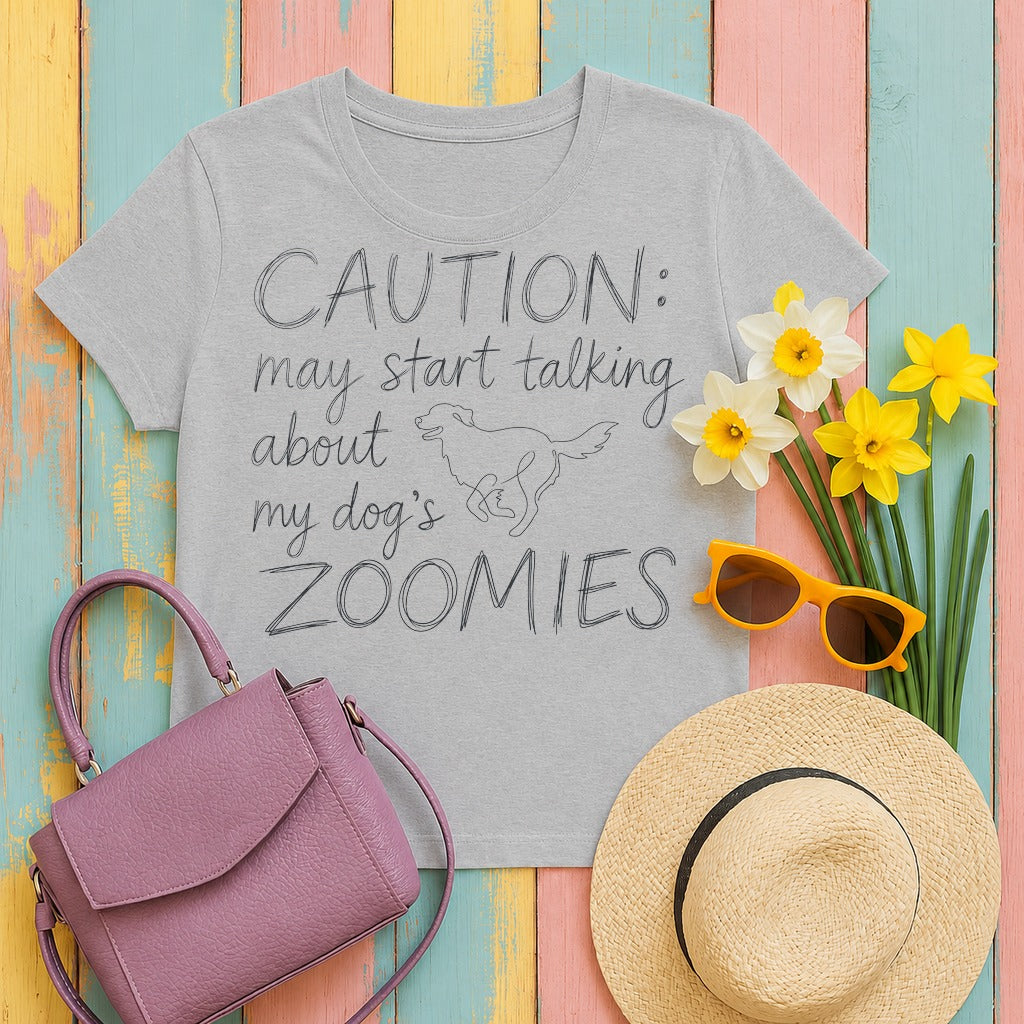 migbackfill caution-zoomies-ahead-golden-retriever-t-shirt tee flat lay hero v8