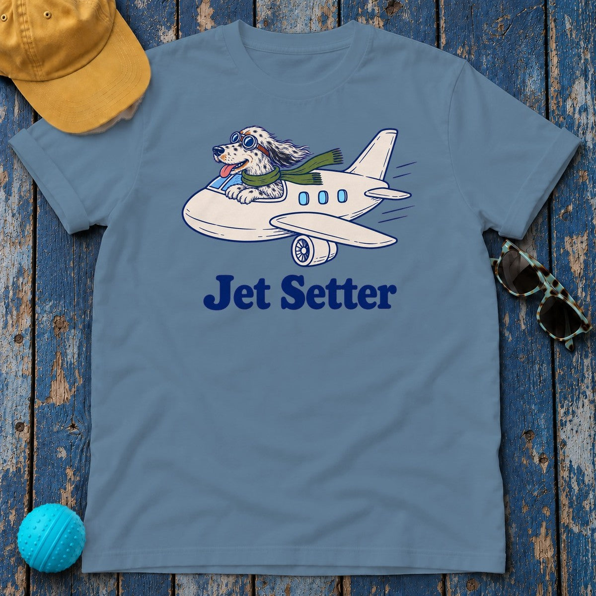 English Setter Jet Setter Tee in Steel Blue