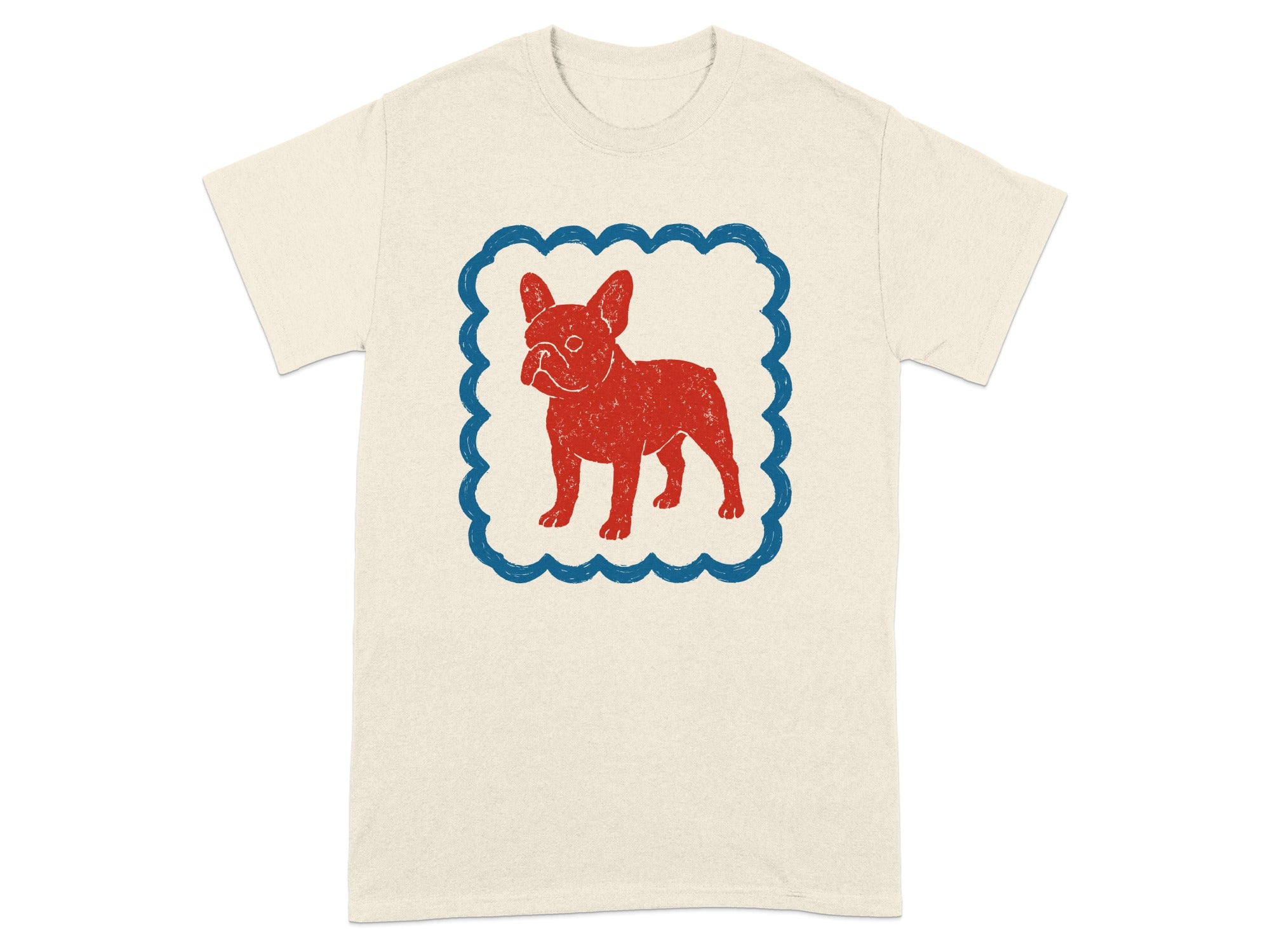 Vintage Red Bulldog Silhouette Print on T-Shirt Product