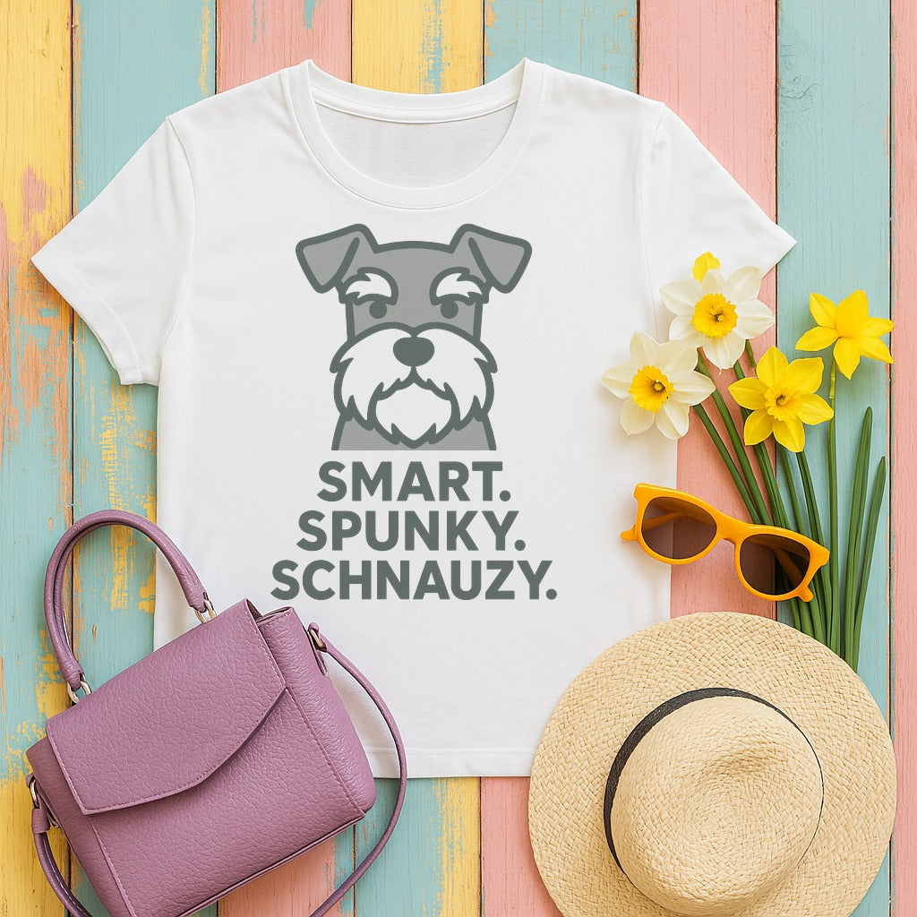 Smart. Spunky. Schnauzy. Schnauzer Monochrome t-shirt