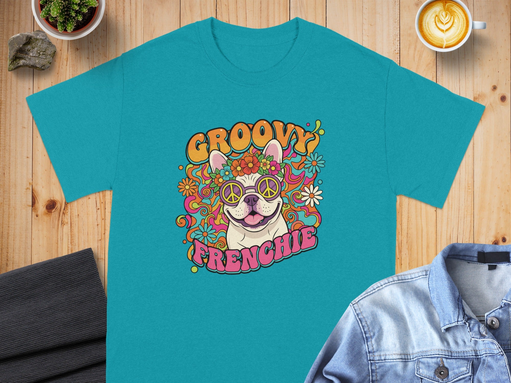Groovy Frenchie Colorful Design T-Shirt Product