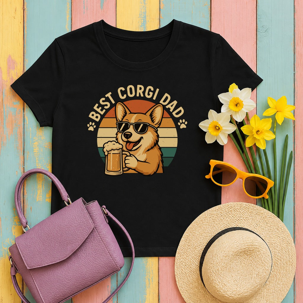 mig2 best-corgi-dad-beer-lover-dog-retro-styl tee flat lay hero v8