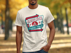 Cream t-shirt with "Sniff Now, Regret Never" text and dog graphic.