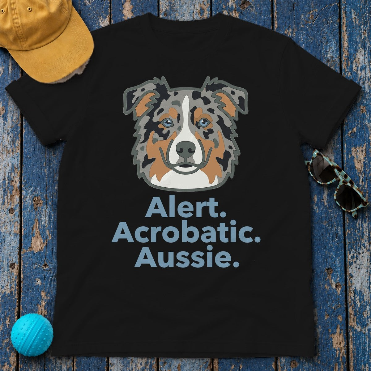 Alert. Acrobatic. Aussie. Graphic T-shirt in Black
