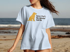 Light blue t-shirt with a yellow Labrador and text: Sorry I Can't. My Labrador Said No.