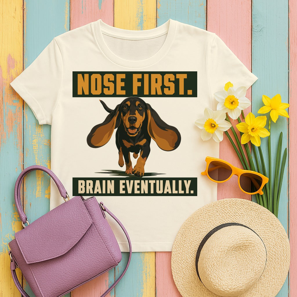 Nose First Coonhound T-Shirt in Natural