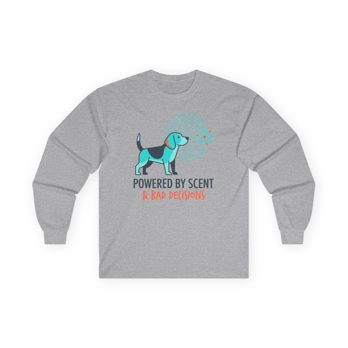 Powered By Scent & Bad Decisions Beagle Long Sleeve Tee in Sport Grey